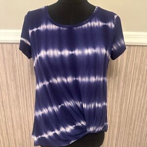 Nine Britton Tie Dye Twist Front Top Blue Short Sleeve Anthropologie Size S